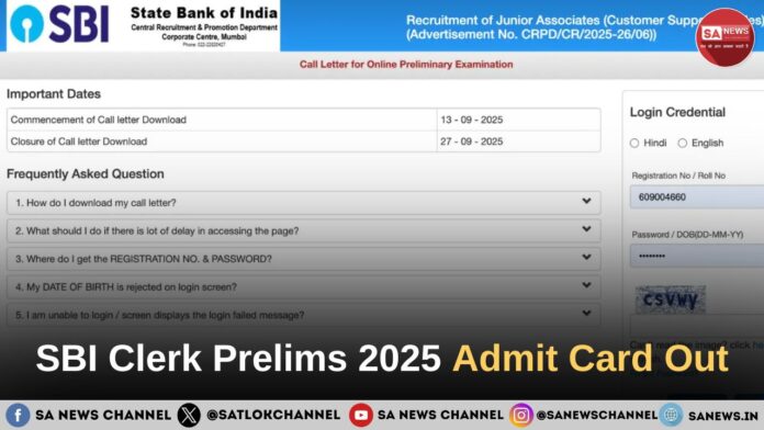 SBI Clerk Prelims 2025 Admit Card Out: 6,589 Vacancies, Exam Dates